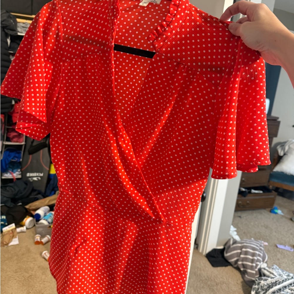 Red Polka Dot Wrap Dress